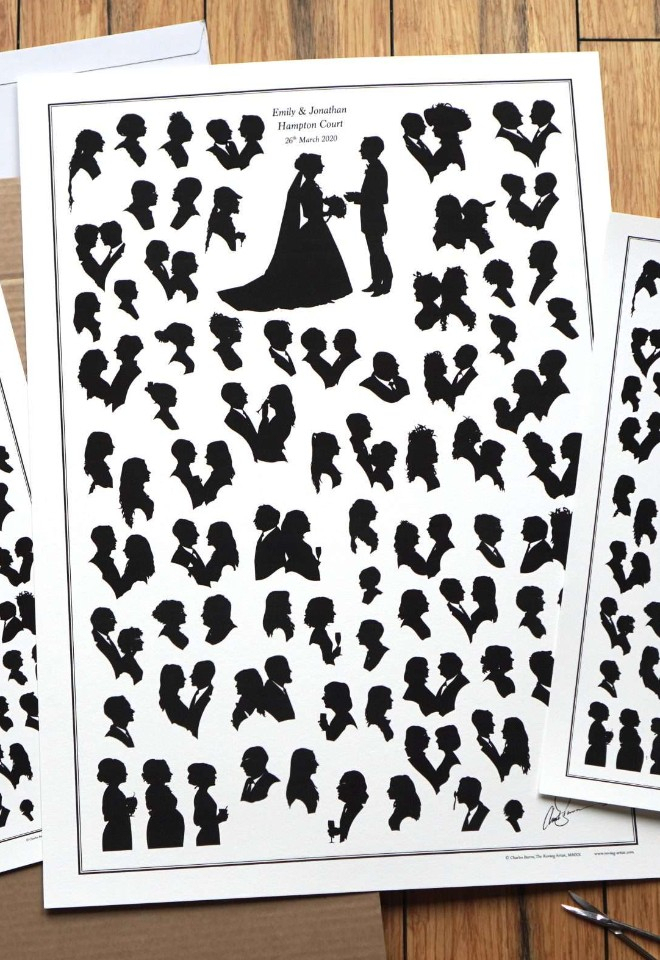 Silhouette guest book for weddings by Charles Burns