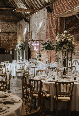 Wedding breakfast set up at Copdock Hall Suffolk