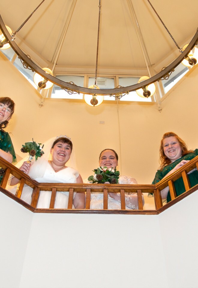 Happy bride and bride (www.davecoxphoto.co.uk)
