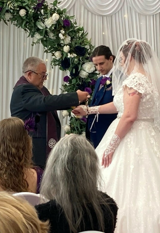 handfasting ceremony with Trevor English, wedding celebrant Voco Titchfield