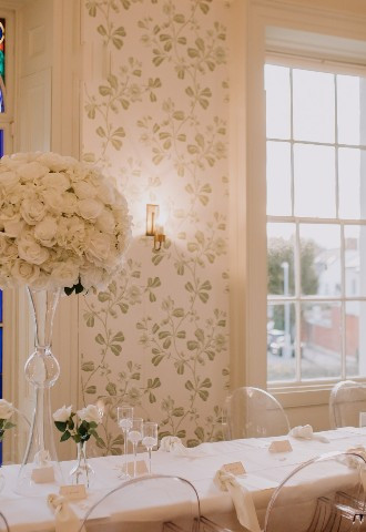 Wedding breakfast set up at Valentines Mansion