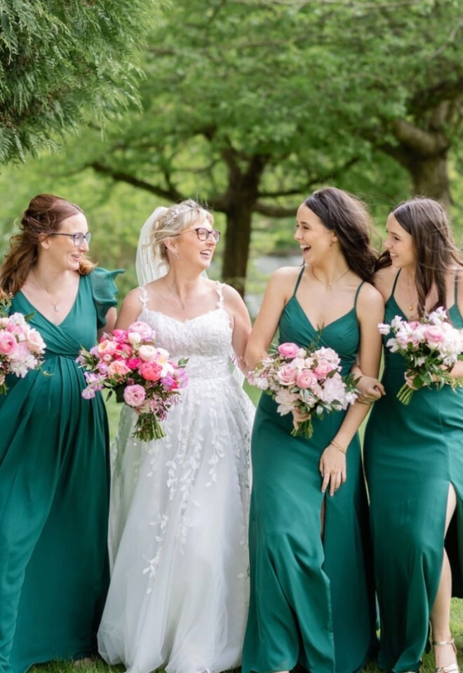 Sarah with her 3 bridesmaids