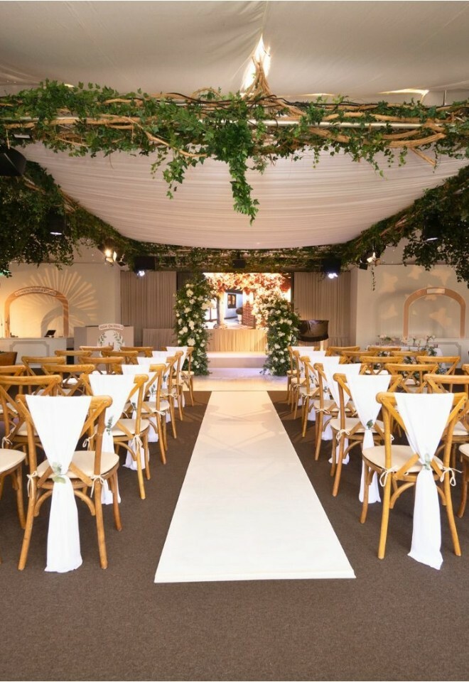 Rustic ceremony setup