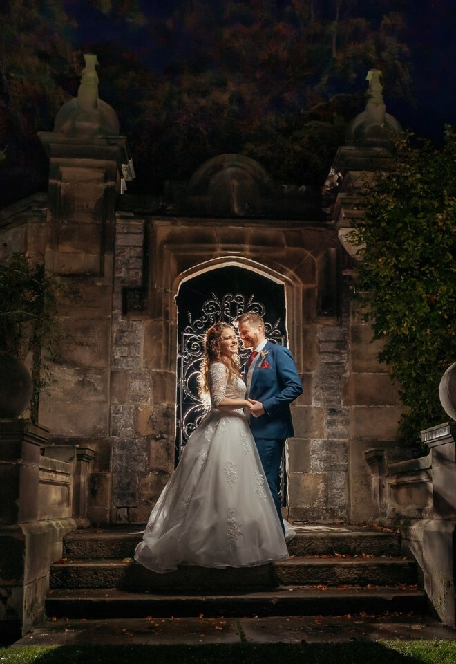 bride and groom having wedding photos taken