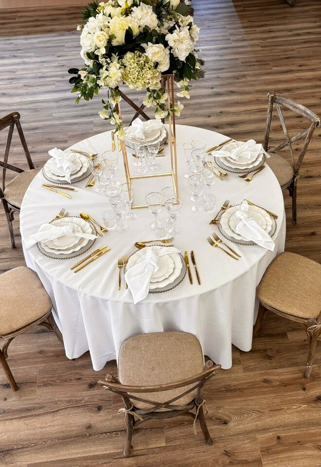 Cross Back Chairs with Luxury Tableware Set-Up