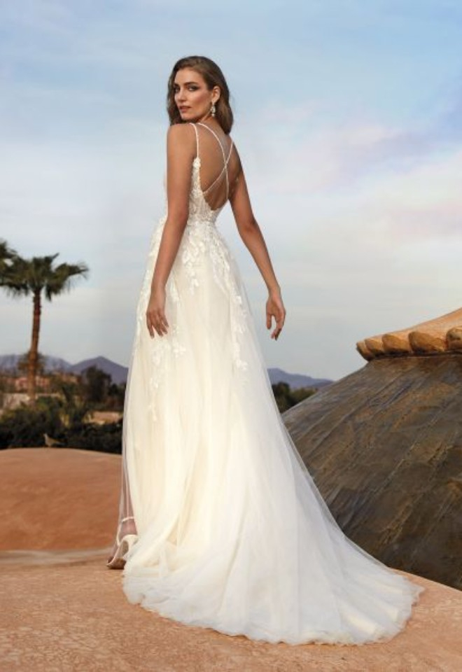 Bride wearing a Pronovias wedding dress available from Broomvale Bridal Barns