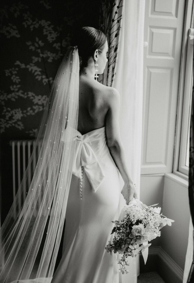 Bride in Cuckney House Bridal Suite