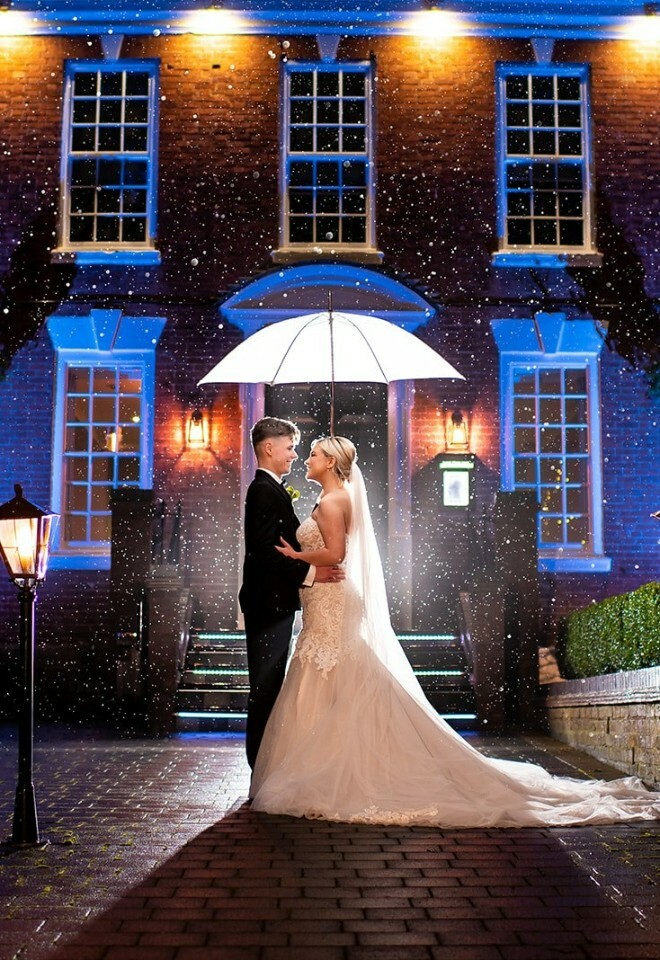 Manor Hotel Solihull Weddings Couple Exterior Night Shot
