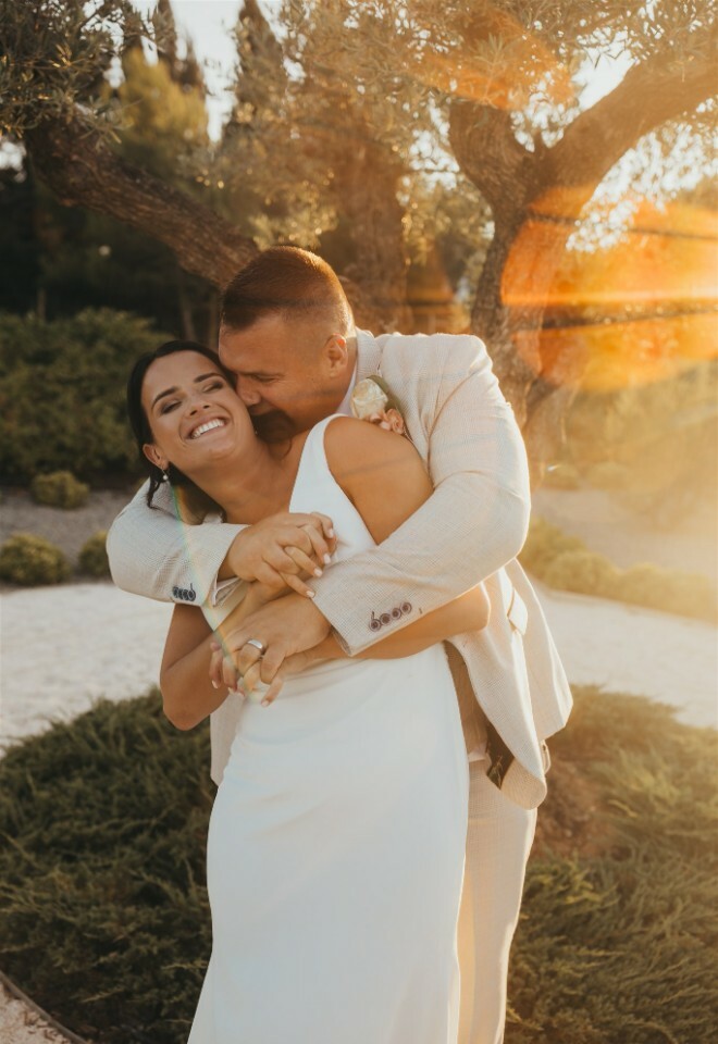 Wedding Portrait with smiles in the garden at Casa Monte Cristo