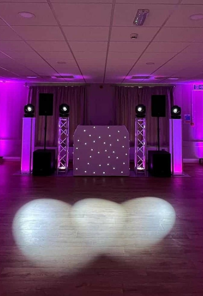 Wedding Disco Setup in Hazlemere, Buckinghamshire, With Uplighting