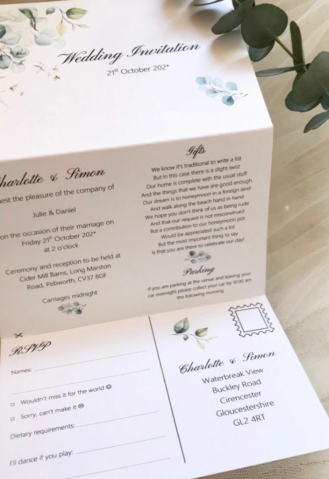 Eucalyptus Concertina Wedding Invitation
