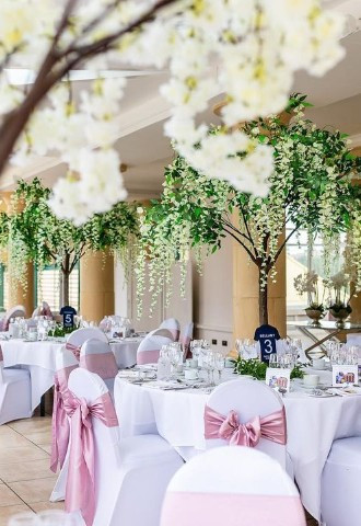 Wedding breakfast set up at Vale Resort