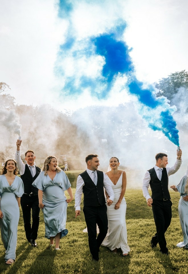 Trevenna Wedding Venue Cornwall Smoke Bomb Walk