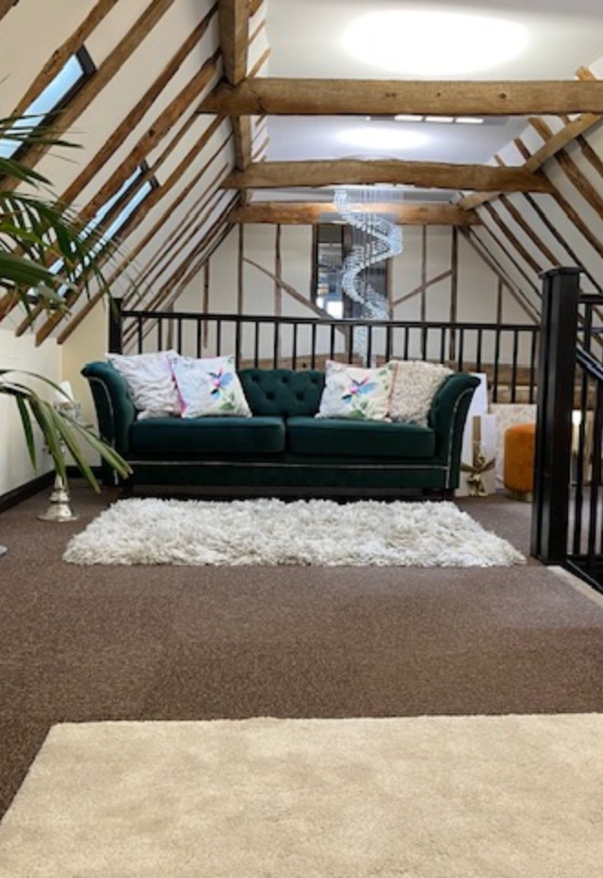 Lounge space at Broomvale Bridal Barns