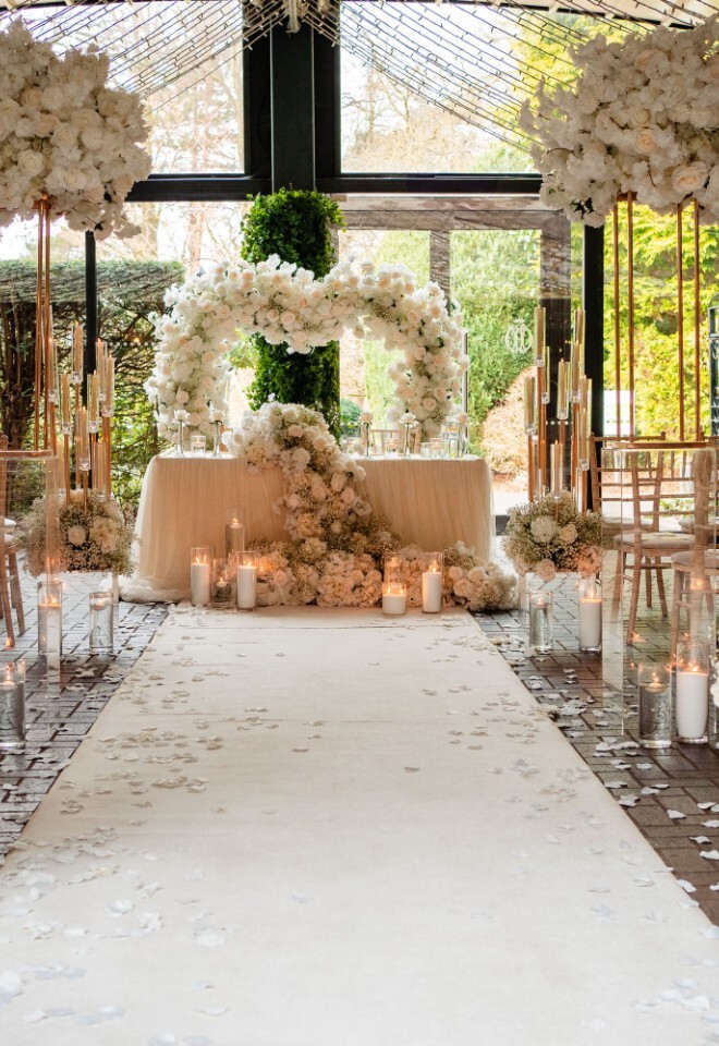 Indoor Ceremony Set Up at Delamere manor