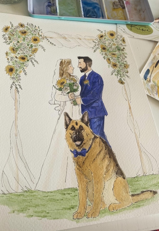 Ceremony Portrait with Furry Baby