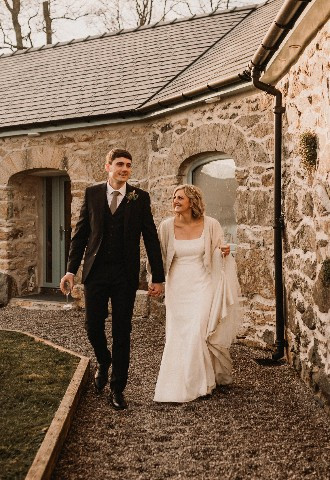 Bride and groom at Henblas Country Park Wedding Venue, Anglesey, North Wales