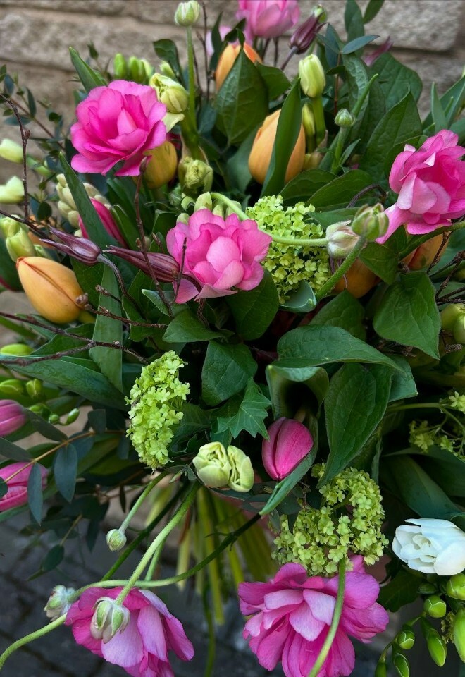 Pink, orange, white & vibrant coloured wedding flowers for bouquet for wedding in Cirencester from oops a daisy