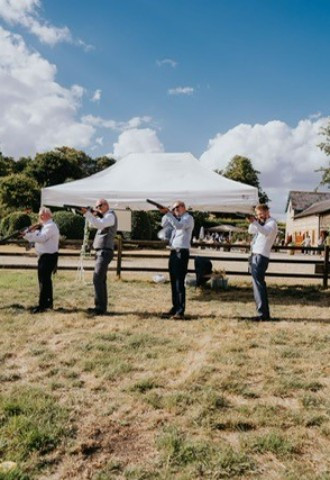 ceremony wiltshire london estate wedding rustic barn wedding games shooting clayshooting