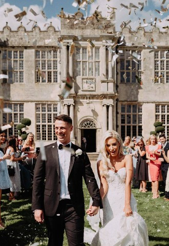 Confetti throw at Howsham Hall, North Yorkshire
