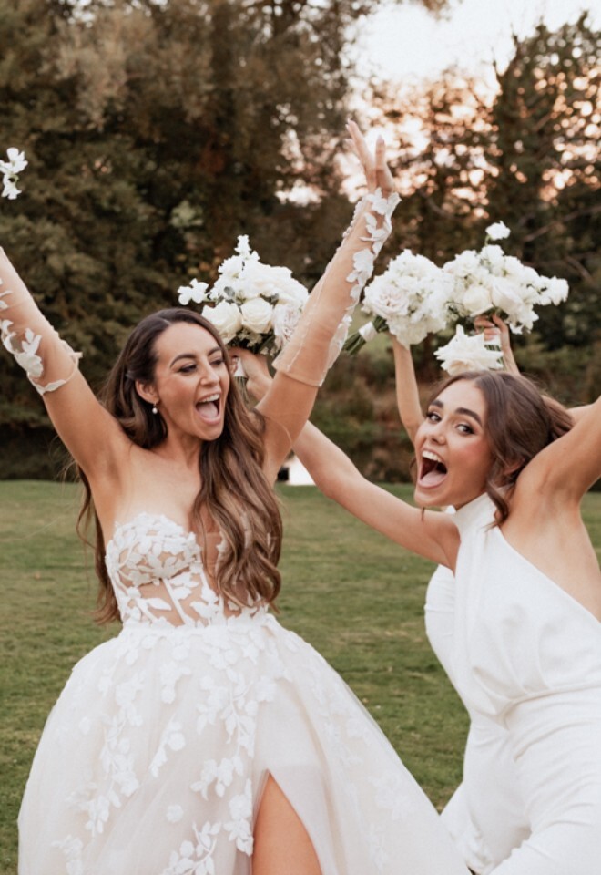 Happy bride and bridesmaids at That Amazing Place essex wedding venue