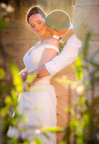 north east garden wedding newlyweds kissing
