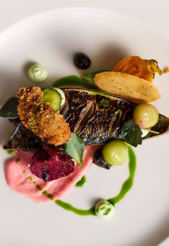 Wedding menu starter at Farnham Castle