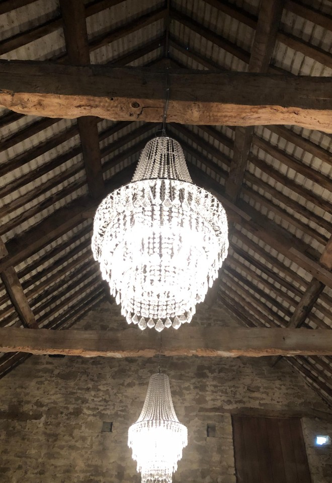 Rustic meets luxury with wow chandeliers