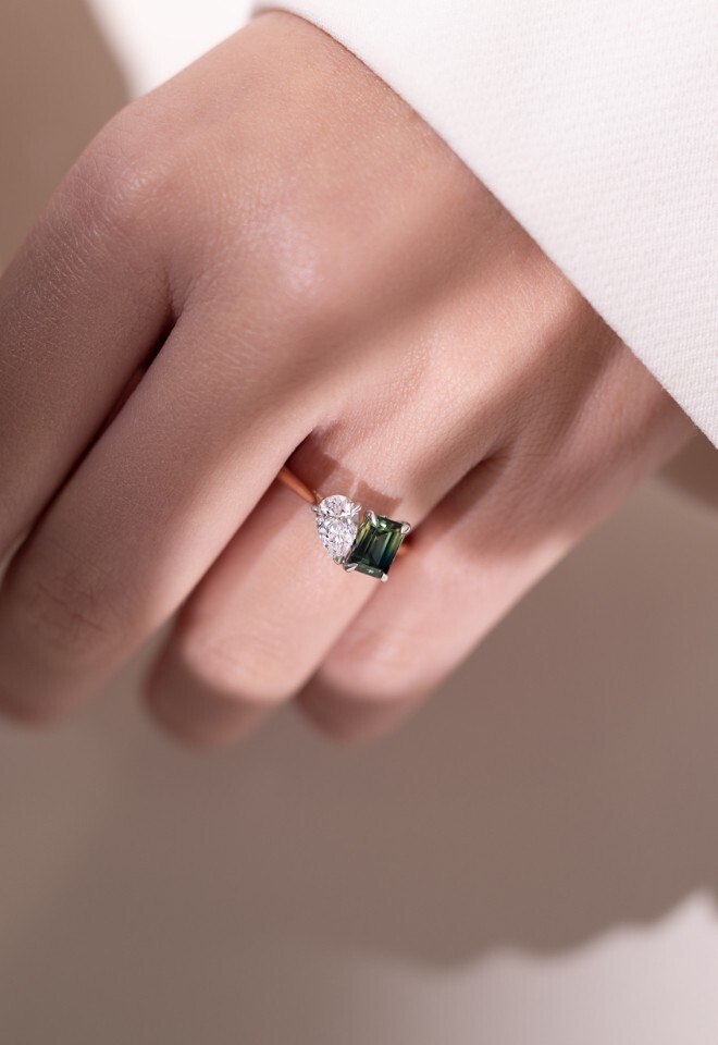 Toi et Moi Custom Diamond Engagement Ring