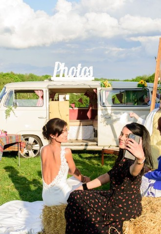 Photobooth wedding reception entertainment at Monkton Barn