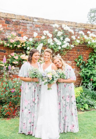 Bride & bridesmaids at Midelney Manor wedding Somerset