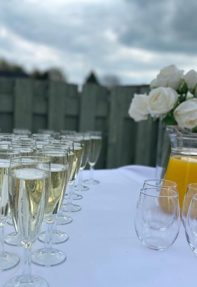 Prosecco ready to toast the happy couple at The Clifden Arms