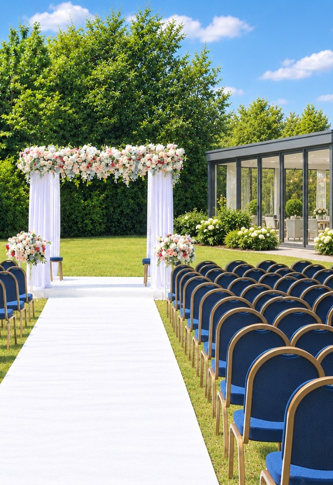 Outdoor wedding with New Orangery in works
