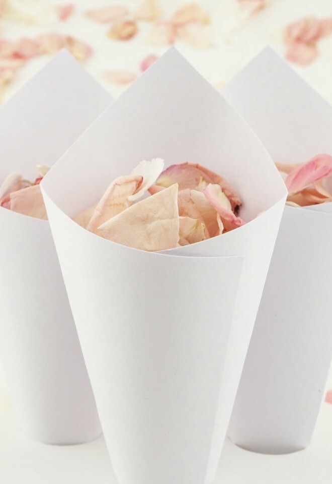 The Dried Petal Companys Handcrafted Wedding Confetti Cones White