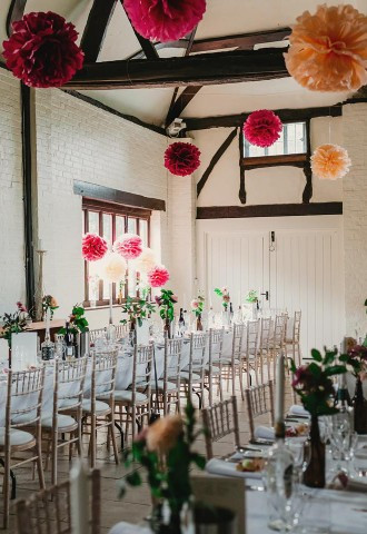 Wedding reception set up at Nether Winchendon House