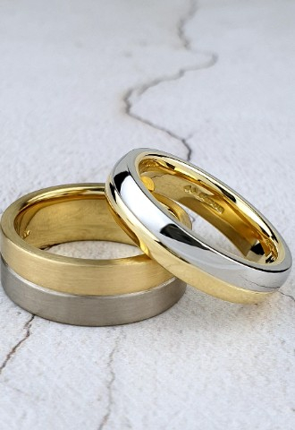 Bi-metal wedding Rings