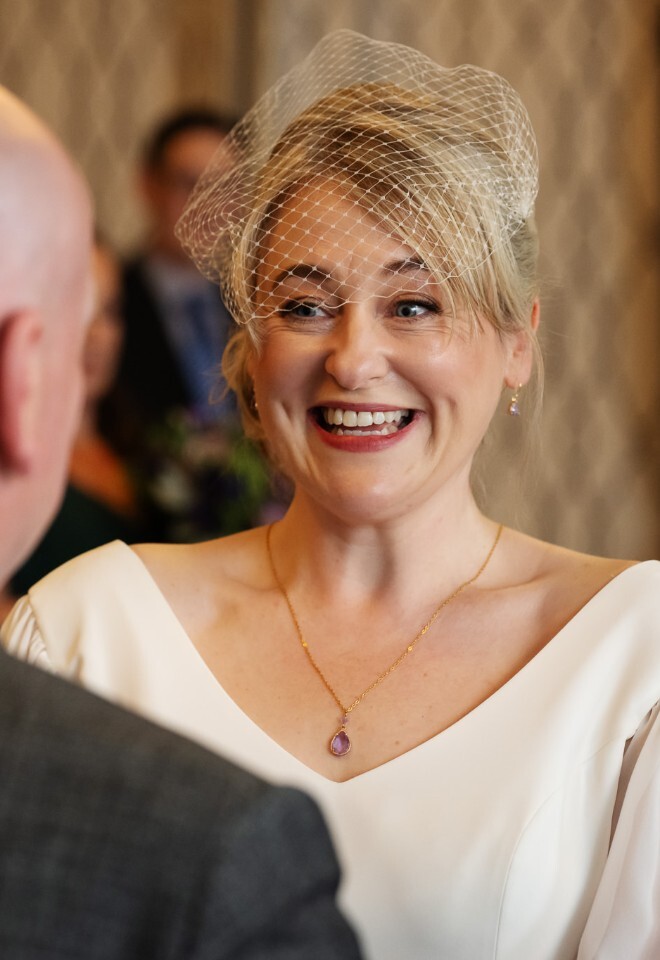 Bride during ceremony at Pendley Manor