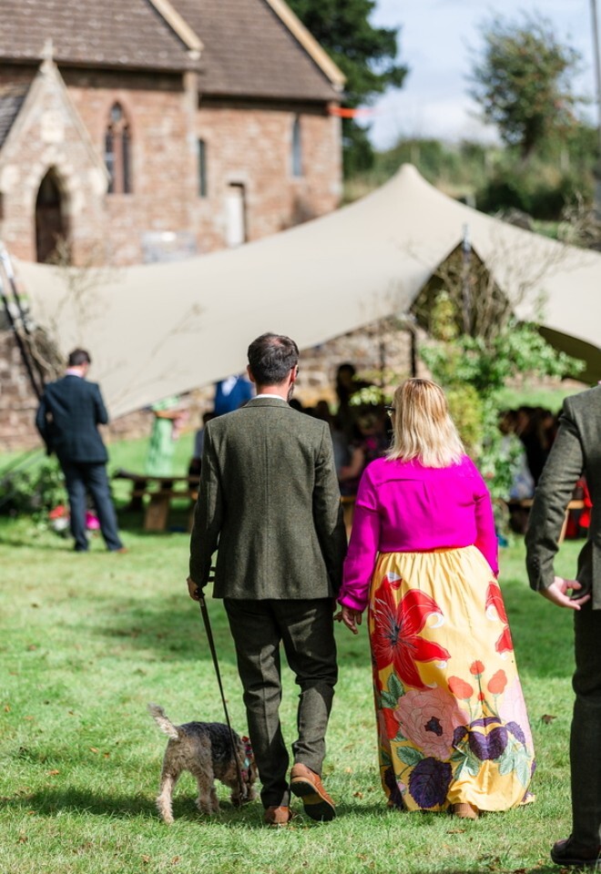 outside ceremony area in an apple orchard 