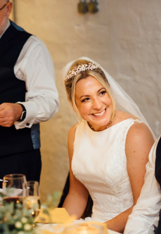 bride smiling in The White Space