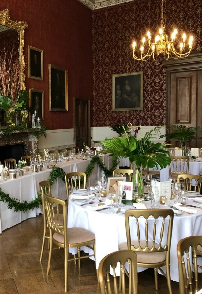 red gallery wedding breakfast room