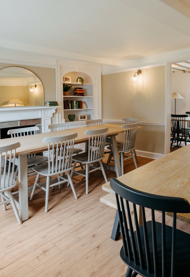 Communal breakfast and dining space at High Houses wedding accommodation