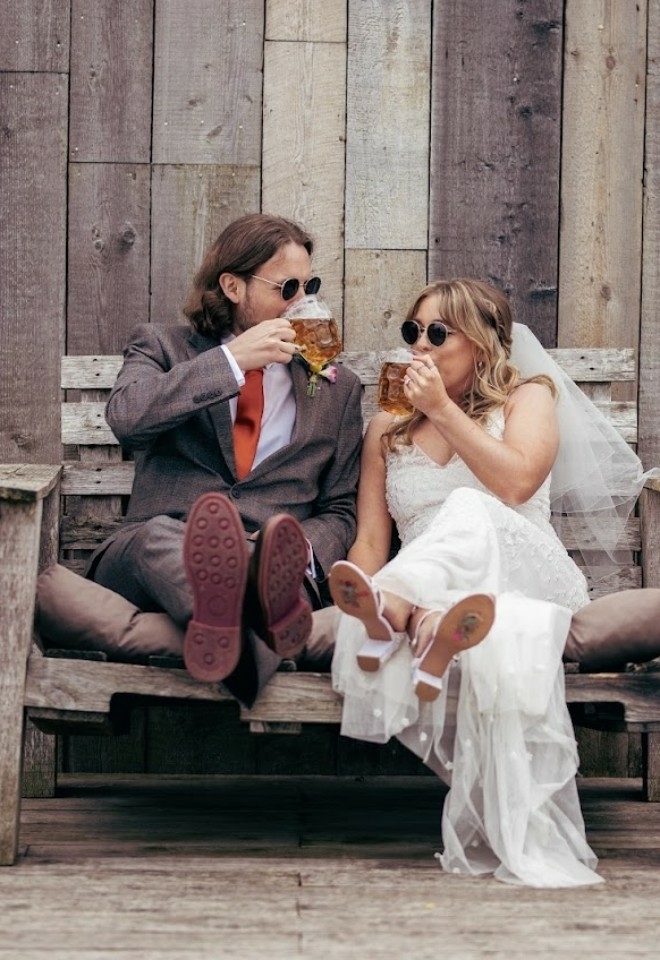 Relaxed outside Grange Barn Wedding Venue
