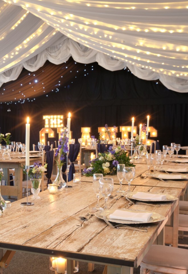 The dining area for food setup in a Warwickshire wedding venue