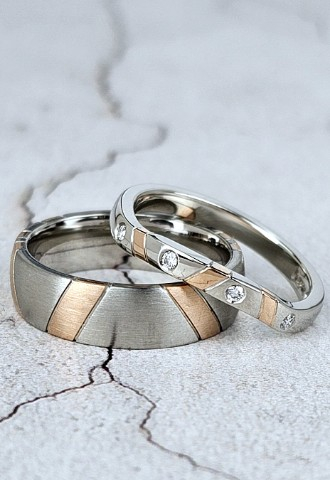 Bespoke matching His and Hers wedding rings
