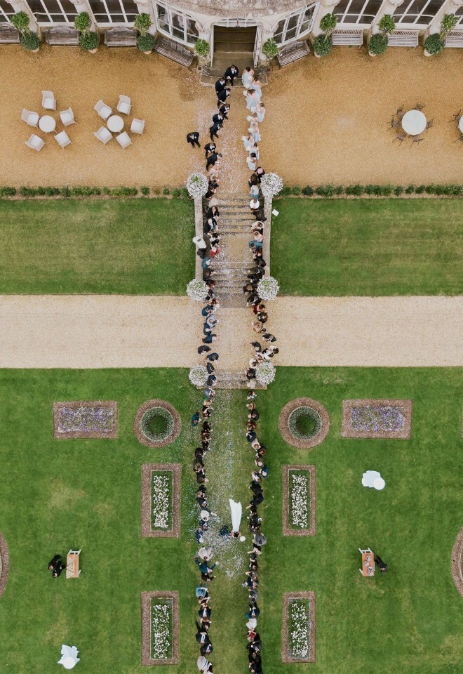 Drone View over the Italian Sunken Gardens 