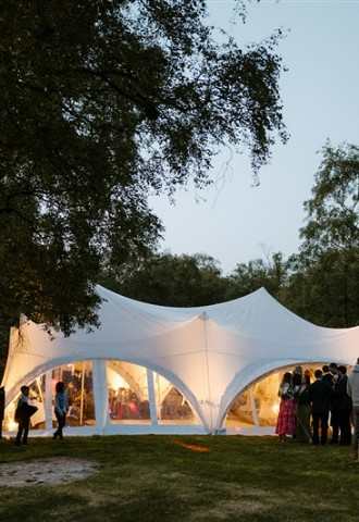 Marquee wedding with fire pit Yorkshire
