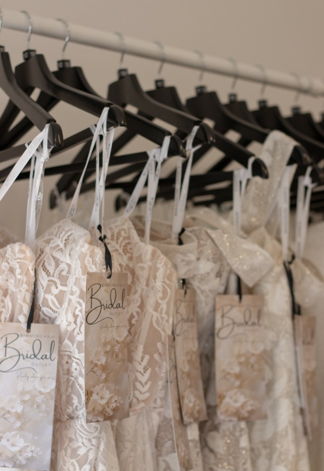 wedding dresses on rails