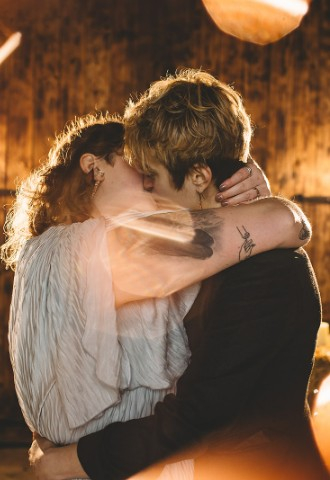 LGBTQ elopement wedding in rustic barn Yorkshire