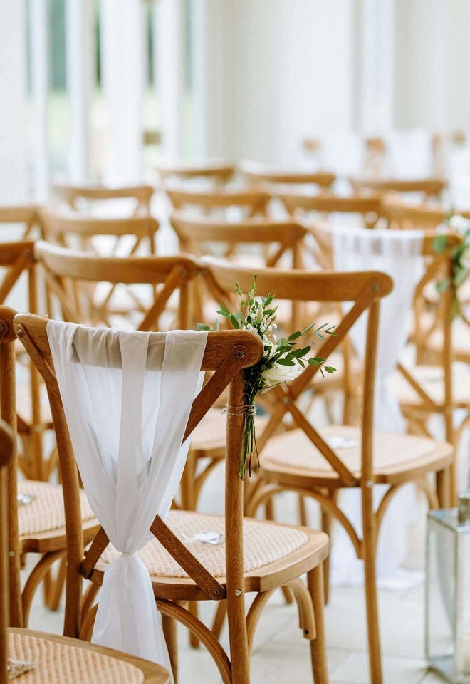 The details for the aisle in a Northamptonshire wedding venue