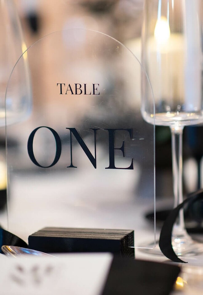 Monochrome table numbers by AJ Events in Buckinghamshire